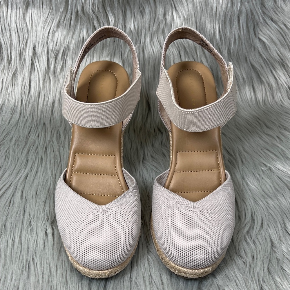 Kelly & Katie Elegant Cream Espadrilles Platform Shoes
